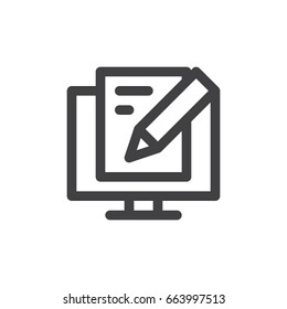 Write Blog Post Line Icon, Outline Vector Sign, Linear Style Pictogram Isolated On White. Blogging Symbol, Logo Illustration. Thick Line Design. Pixel Perfect Graphics