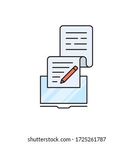 Write blog post vector icon symbol isolated on white background