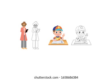 Write In A Book Activity Vector Illustration Bundle 