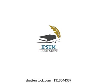 Write book with feather pen logo template vector