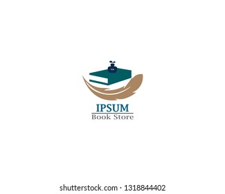 Write book with feather pen logo template vector