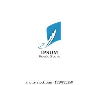 Write book with feather pen logo illustration vector