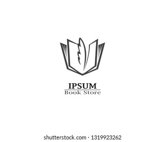 Write book with feather pen logo illustration vector