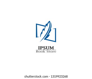 Write book with feather pen logo illustration vector