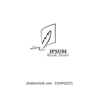 Write book with feather pen logo illustration vector