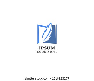 Write book with feather pen logo illustration vector