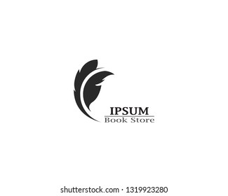 Write book with feather pen logo illustration vector