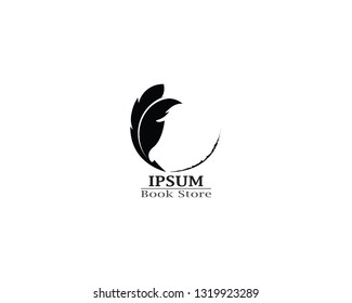 Write book with feather pen logo illustration vector