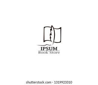 Write book with feather pen logo illustration vector