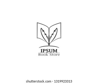 Write book with feather pen logo illustration vector