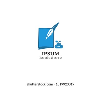 Write book with feather pen logo illustration vector