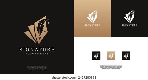 Write book with feather pen logo design inspiration