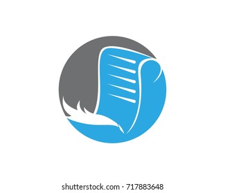 Write Book With Feather Pen Logo Design