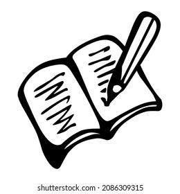 libro de escritura de la ilustración dibujada a mano de administración