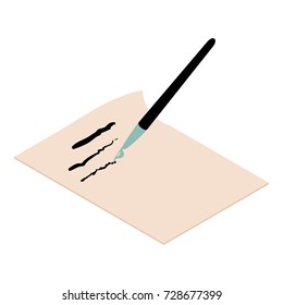Write brush icon. Isometric illustration of write brush icon for web