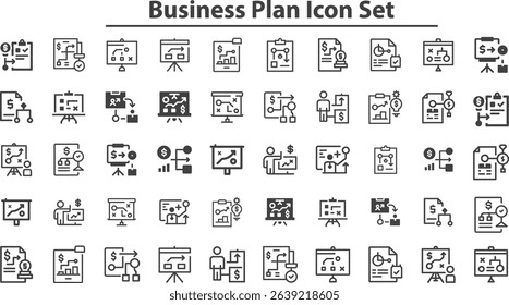 Write a business plan Icon Set. Cash register icons vectors illustrations. service mark, business idea, patent symbols and more. Business concept icon collection Vector.eps
