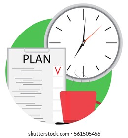 Write business plan icon vector. Management plan business illustration