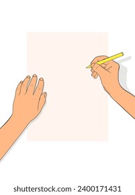 Write by hand on a blank paper sheet. Empty page. Vector illustration