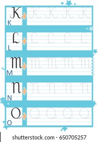 write calligraphy letter. template children books. how to write
