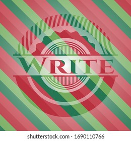 Write christmas colors emblem. Vector Illustration. Detailed.