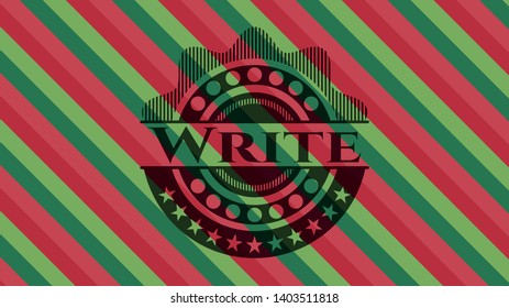 Write christmas colors style emblem. Vector Illustration. Detailed.
