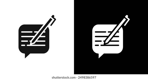 Write comment icon flat line symbol set.