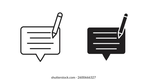Write comment icons graphics set vectors