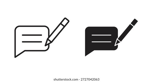 Escrever ícones de comentários design de logotipo, Ícones de pictograma