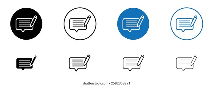 Write comment icons pack vectors for app and web ui designs