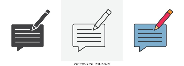 Write comment icons pack for website designs