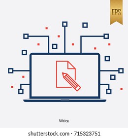 Write and Computer Sign Vector Icon Graphic Isolated Symbol