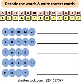 Write the correct word new worksheet for kids, new learning method, vector illustration