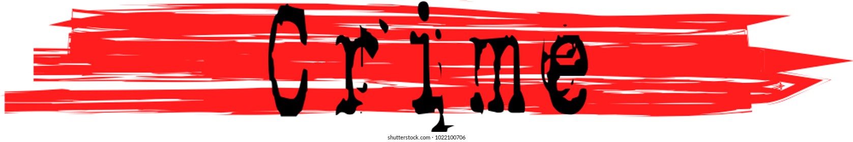 The write Crime printed with an old typewriter on red bloody lines - vector