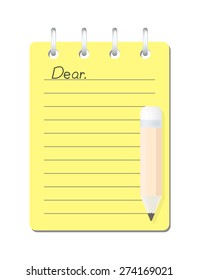 write dear word on yellow shot note with pencil