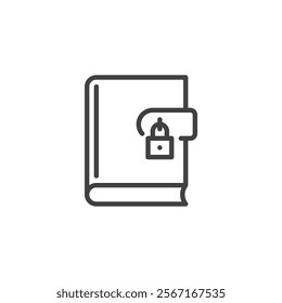 Write Diary Entry line icon. linear style sign for mobile concept and web design. A journal with a padlock outline vector icon. Memory and privacy symbol, logo illustration. Vector graphics