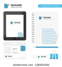 Write document Business Logo, Tab App, Diary PVC Employee Card and USB Brand Stationary Package Design Vector Template