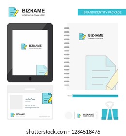 Write document Business Logo, Tab App, Diary PVC Employee Card and USB Brand Stationary Package Design Vector Template
