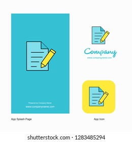 Write document Company Logo App Icon and Splash Page Design. Creative Business App Design Elements
