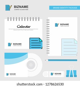Write document Logo, Calendar Template, CD Cover, Diary and USB Brand Stationary Package Design Vector Template