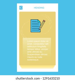 Write document mobile vertical banner design design. Vector