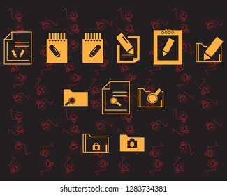 write document  search data and lock folder icon set. Vector illustration of different interface web icons