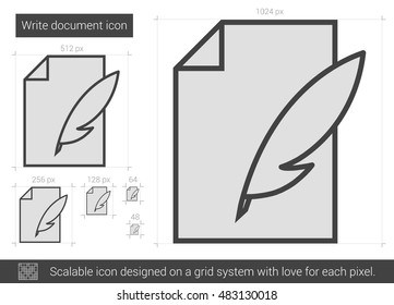 Write document vector line icon isolated on white background. Write document line icon for infographic, website or app. Scalable icon designed on a grid system.