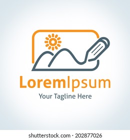 Write and draw your life travel experience logo icon