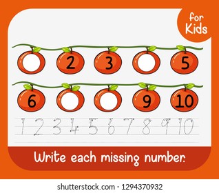 Write each missing nunber illustration