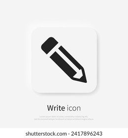 Write or edit glyph icon, pencil sign vector graphics, a pictogram isolated on a white background. Suitable for Web Page, Mobile App, UI, UX and GUI design. eps 10.