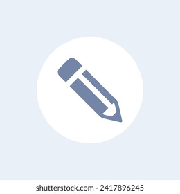 Write or edit glyph icon, pencil sign vector graphics, a pictogram isolated on a white background. Suitable for Web Page, Mobile App, UI, UX and GUI design. eps 10.
