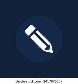 Write or edit glyph icon, pencil sign vector graphics, a pictogram isolated on a white background. Suitable for Web Page, Mobile App, UI, UX and GUI design. eps 10.