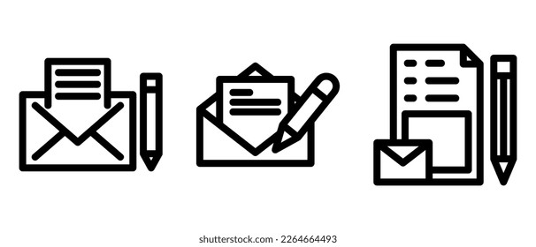 icono de correo electrónico de escritura o logotipo símbolo de signo aislado ilustración vectorial - iconos vectoriales de estilo negro de alta calidad
