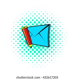Write e-mail icon, pop-art style