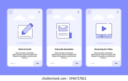 write an email subscribe newsletter streaming our video onboarding for mobile app with dashed line style